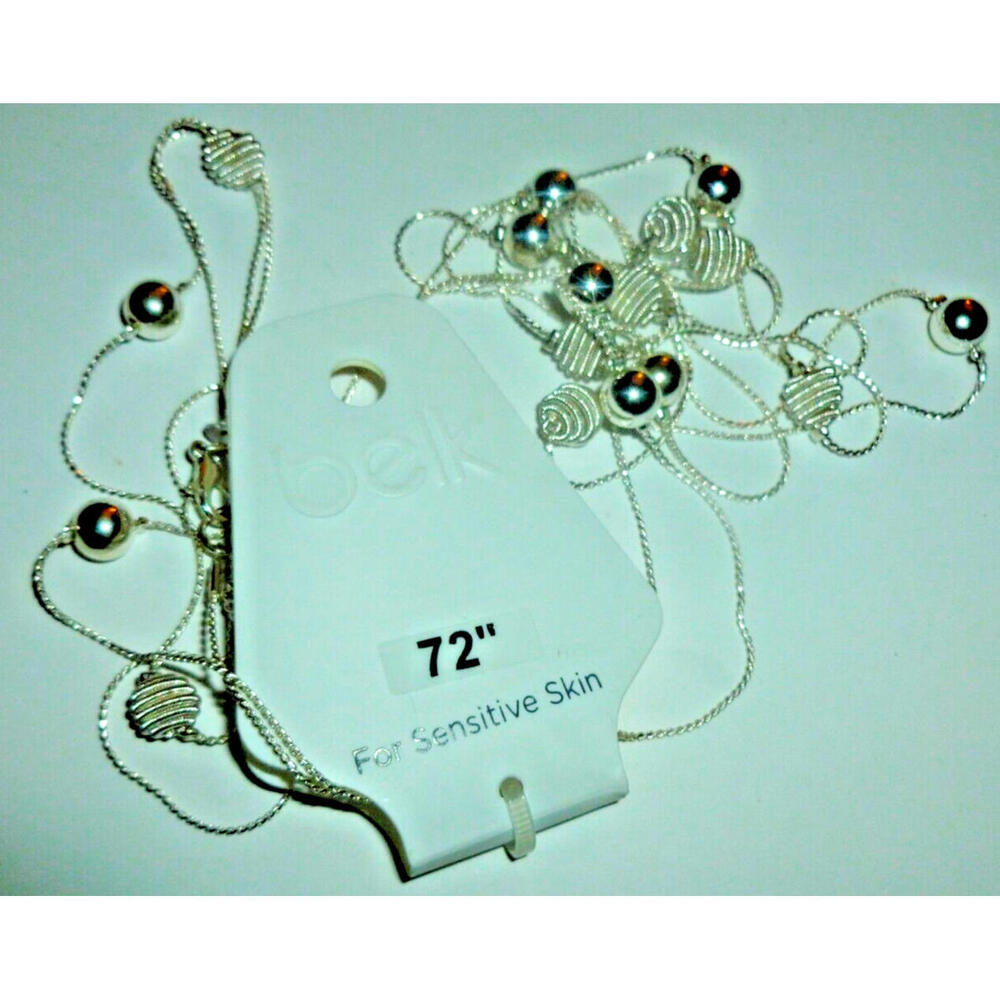 NWT Belk Necklace 72" Silver Tone Sensitive Skin‎